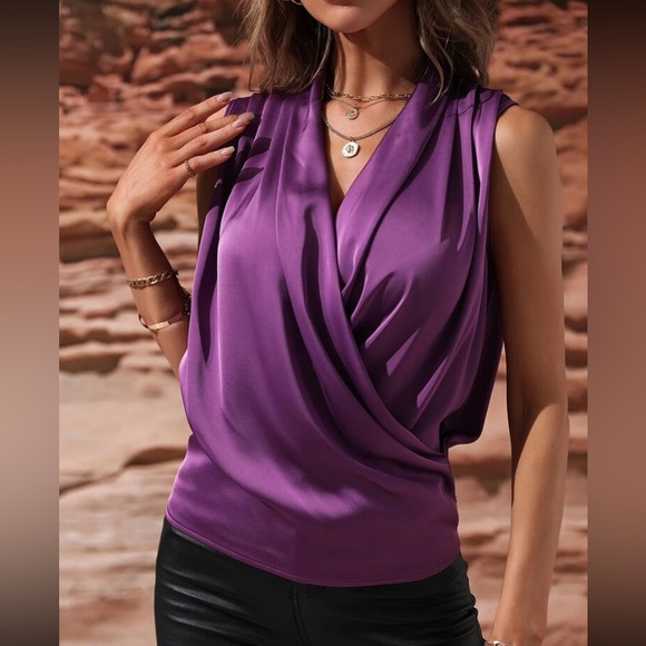 Luxe wrap satin blouse - Picture 6 of 7